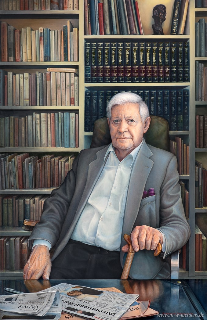 Helmut Schmidt Portrait, Porträt Realistische Malerei, Manfred W. Juergens